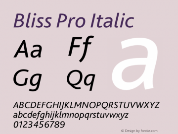 BlissPro-Italic Version 1.004图片样张
