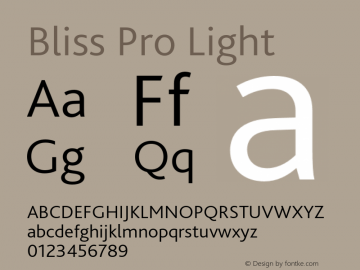 BlissPro-Light Version 1.004 Font Sample