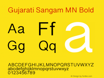 Gujarati Sangam MN Bold 13.0d2e1 Font Sample