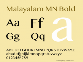 Malayalam MN Bold 13.0d2e3 Font Sample