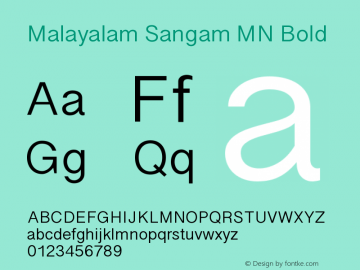 Malayalam Sangam MN Bold 13.0d3e9 Font Sample