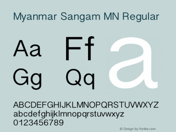 Myanmar Sangam MN 13.0d1e2 Font Sample