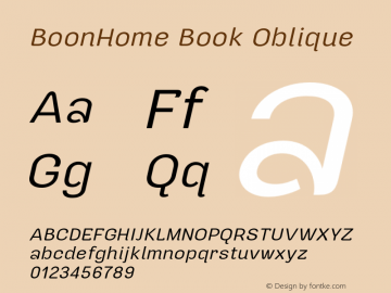 BoonHome Book Oblique Version 0.2 Font Sample
