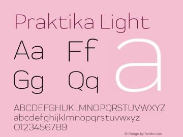 Praktika Light Version 1.000;PS 001.000;hotconv 1.0.88;makeotf.lib2.5.64775 Font Sample