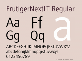 FrutigerNextLT Regular Cond Version 001.000 Font Sample