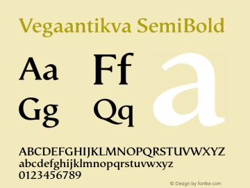 Vegaantikva-SemiBold 005.000 Font Sample