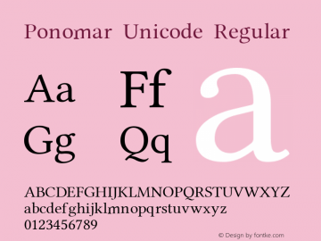 Ponomar Unicode 1.2 Font Sample