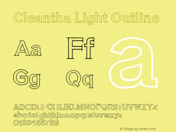 Cleantha Light Outline Version 1.0 Font Sample