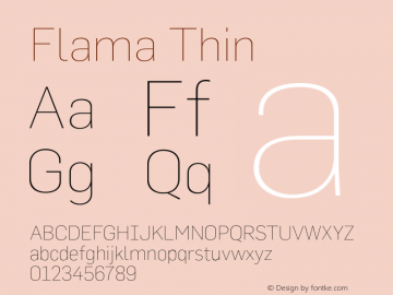 Flama-Thin 2.001 Font Sample