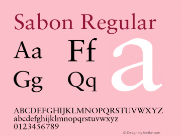 Sabon Roman V.1.0 Font Sample