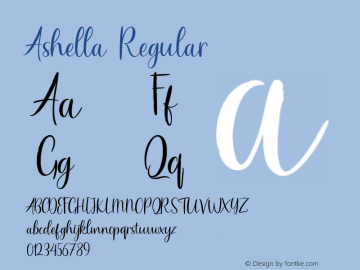 Ashella-Regular Version 1.000 Font Sample