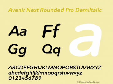 Avenir Next Rounded Pro Demi Italic Version 2.00图片样张