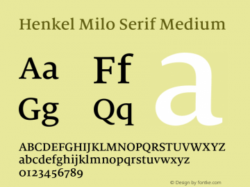 HenkelMiloSerif-Medium Version 1.000 Font Sample