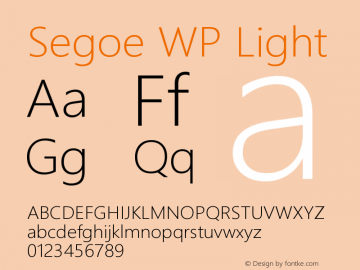 Segoe WP Light Version 1.03 Font Sample