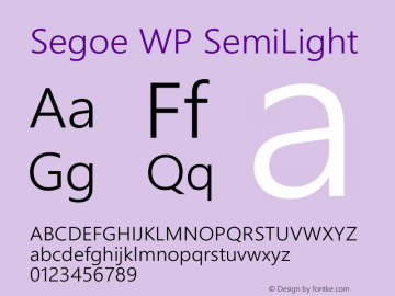 Segoe WP SemiLight Version 1.03 Font Sample
