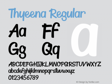 Thyeena Version 1.000 Font Sample