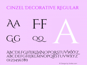 Cinzel Decorative Regular Version 1.002;PS 001.002;hotconv 1.0.56;makeotf.lib2.0.21325 Font Sample