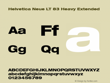 Helvetica LT 83 Heavy Extended Version 6.70; 2006 Font Sample