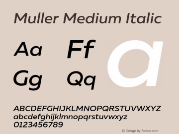Muller-MediumItalic Version 1.0;com.myfonts.easy.font-fabric.muller.medium-italic.wfkit2.version.4nu9 Font Sample