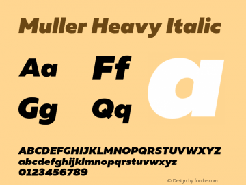 Muller-HeavyItalic Version 1.0;com.myfonts.easy.font-fabric.muller.black-italic.wfkit2.version.4nuj Font Sample