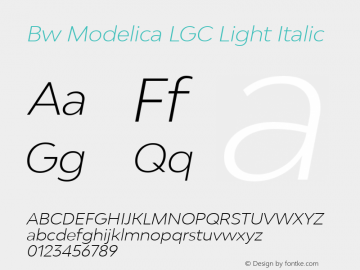 Bw Modelica LGC Light Italic Version 3.000;PS 003.000;hotconv 1.0.88;makeotf.lib2.5.64775图片样张