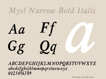 Mysl Narrow Bold Italic 001.001图片样张