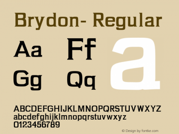 Brydon-Regular Version 1.0 Font Sample