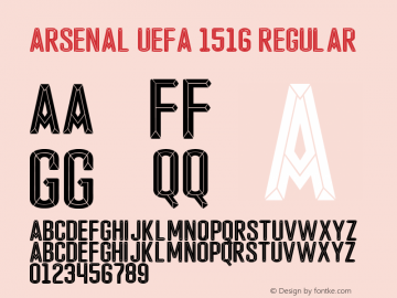 Arsenal UEFA 1516 Regular Version 1.00 2015 Font Sample