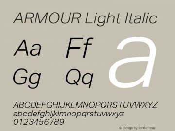 ARMOUR Light Italic Version 1.000 Font Sample