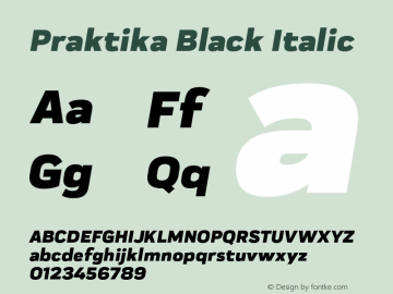 Praktika Black Italic Version 1.000;PS 001.000;hotconv 1.0.88;makeotf.lib2.5.64775图片样张