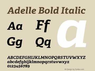 Adelle-BoldItalic Version 2.000 Font Sample