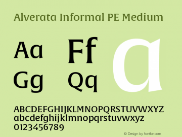 AlverataInformalPEMedium Version 1.000 Font Sample