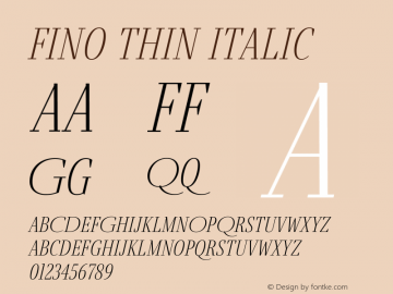 Fino Thin Italic Version 1.012;PS 001.012;hotconv 1.0.88;makeotf.lib2.5.64775图片样张