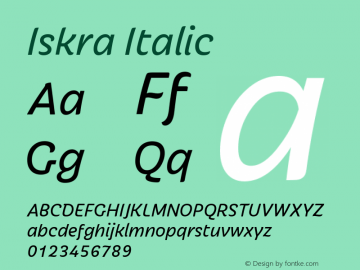 Iskra-Italic Version 1.000 Font Sample