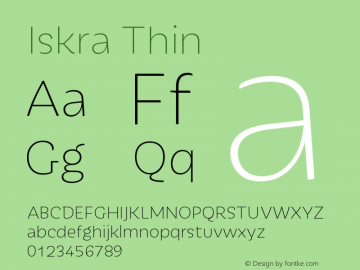Iskra-Thin Version 1.000 Font Sample