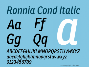 RonniaCond-Italic Version 1.001图片样张