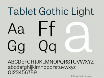 TabletGothicLt Version 1.000 Font Sample