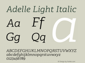 Adelle-LightItalic Version 2.000 Font Sample