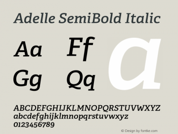 Adelle-SemiBoldItalic Version 2.000 Font Sample