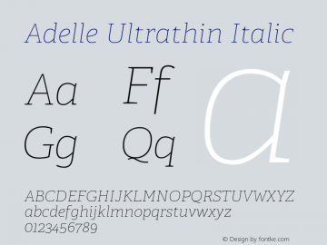 AdelleUt-Italic Version 2.000 Font Sample