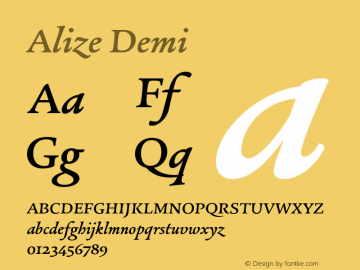 Alize-Demi Version 1.000 Font Sample
