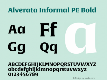 AlverataInformalPE-Bold Version 1.000 Font Sample