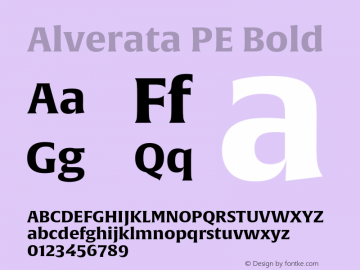 AlverataPE-Bold Version 1.001 Font Sample
