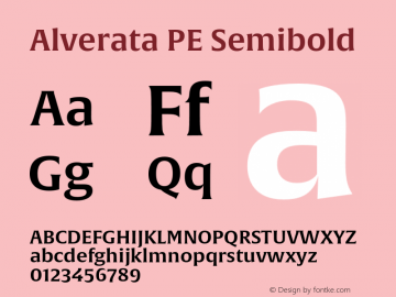 AlverataPESemibold Version 1.001 Font Sample