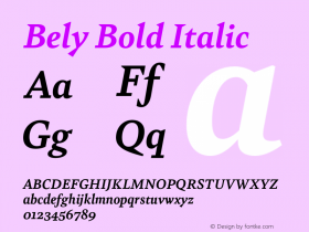 Bely Bold Italic Version 1.000;PS 001.000;hotconv 1.0.88;makeotf.lib2.5.64775图片样张