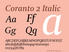 Coranto2-Italic Version 2.001 Font Sample