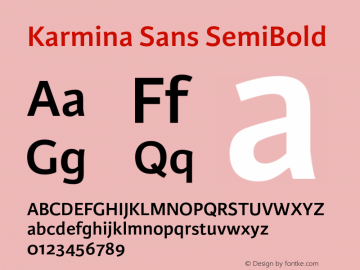 KarminaSans-SemiBold Version 001.000 Font Sample