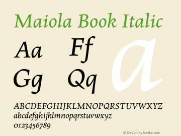 MaiolaBk-BookItalic Version 1.000 Font Sample