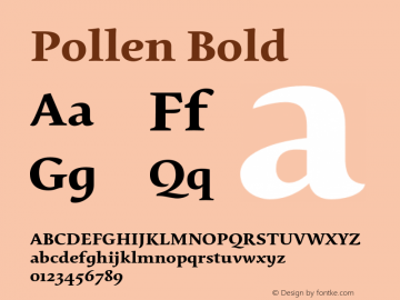 Pollen Bold Version 001.000 Font Sample