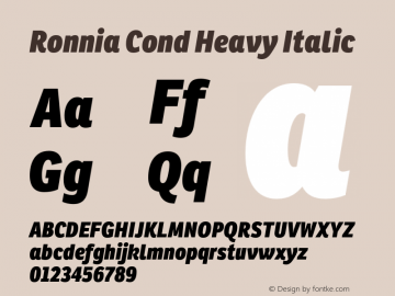 RonniaCondHv-Italic Version 1.001图片样张